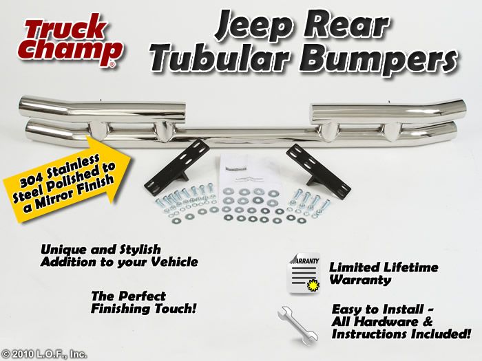 Rear Tube Bumper Tubular STAINLESS Steel Jeep Wrangler 87 95 YJ 97 06 