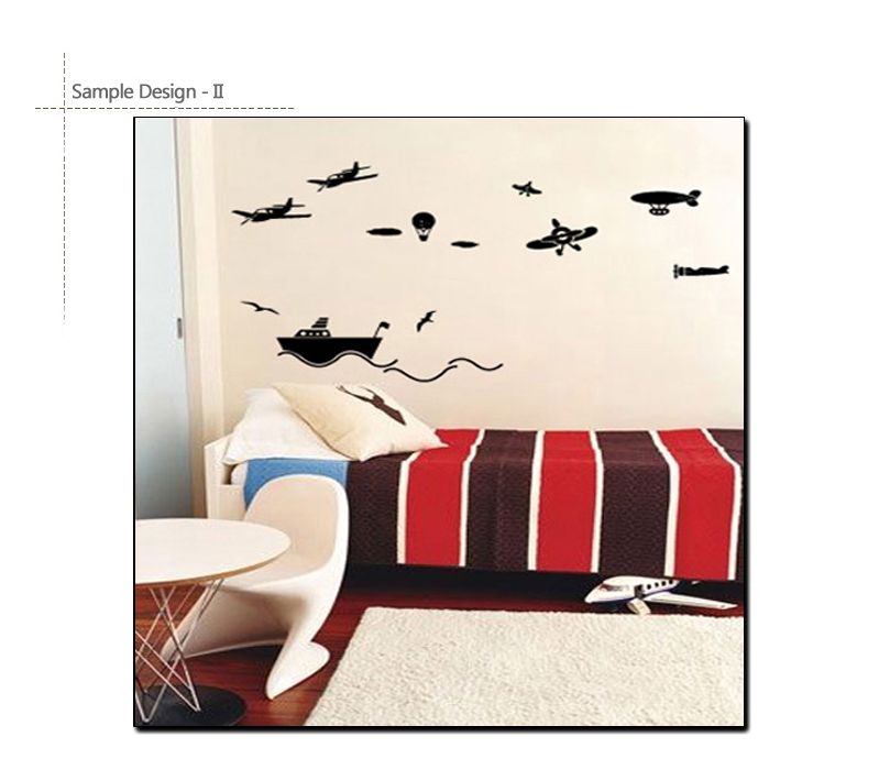 AIRCRAFTS & SHIP Boys Room Decor DIY Wall Sticker Decal  