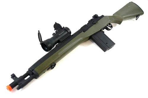 CYMA M14 SOCOM Airsoft Electric Gun and 2x42 Red Dot Scope   OD Green 