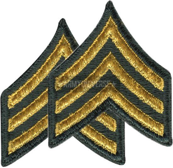 Olive & Gold US Army Sergeant E 5 SGT Insignia Set  