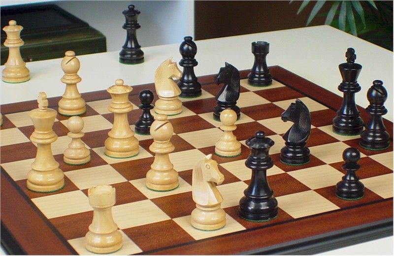 Staunton Chess Set Ebonized 3.75 & Deluxe Board  