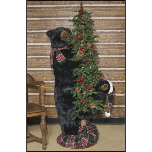   Christmas Offspring Plaid Tree Bear Black 60Lighted Item 70195  