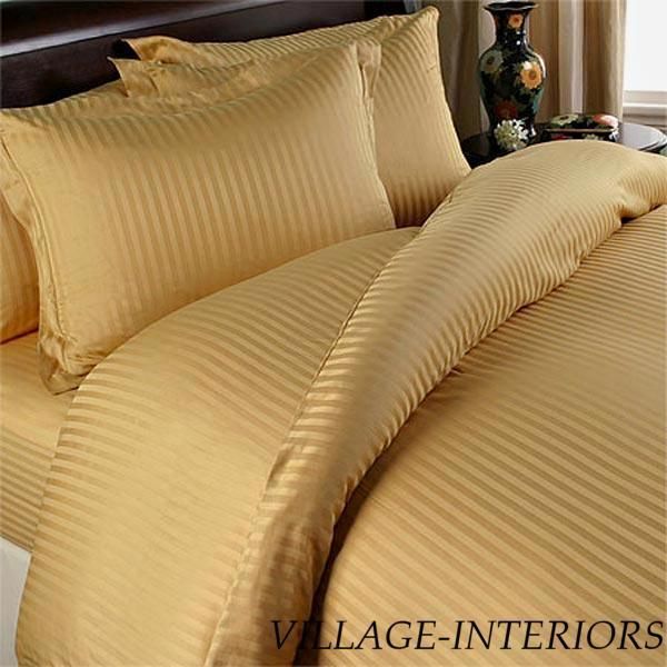 HOTEL STYLE 600tc GOLD QUEEN DUVET COMFORTER COVER SET  