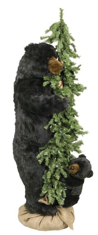 60 Ditz Pre Lit Christmas Tree w Baby and Mama Black Bear  