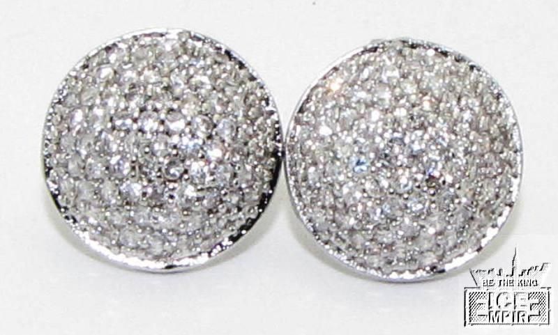 CTW CZ BLACK GOLD FINISH 3D PAVE STUD EARRINGS E141  