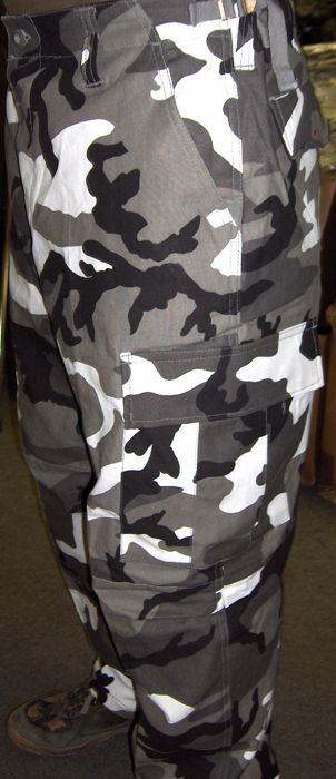 PANTS BDU URBAN METRO CAMO BLACK WHITE TWILL MED LARGE  