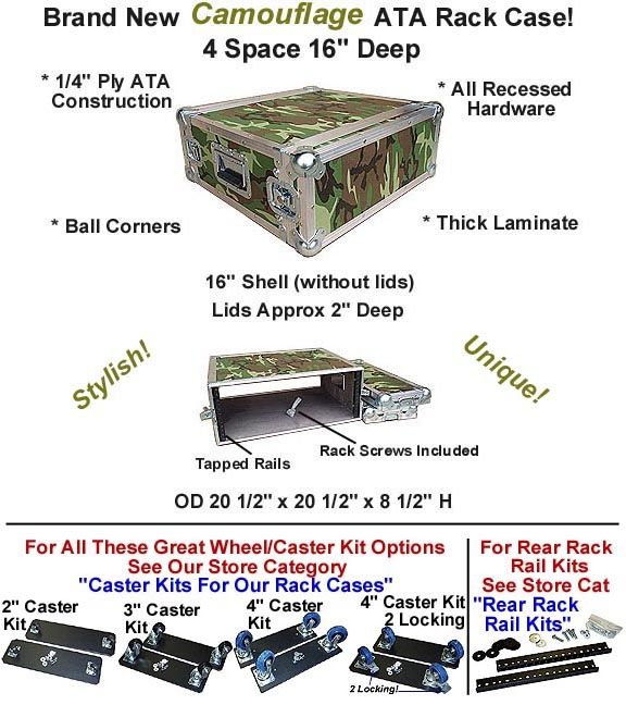   16 DEEP MEDIUM DUTY 1/4 ATA RACK CASE   CAMOUFLAGE   UNIQUE  