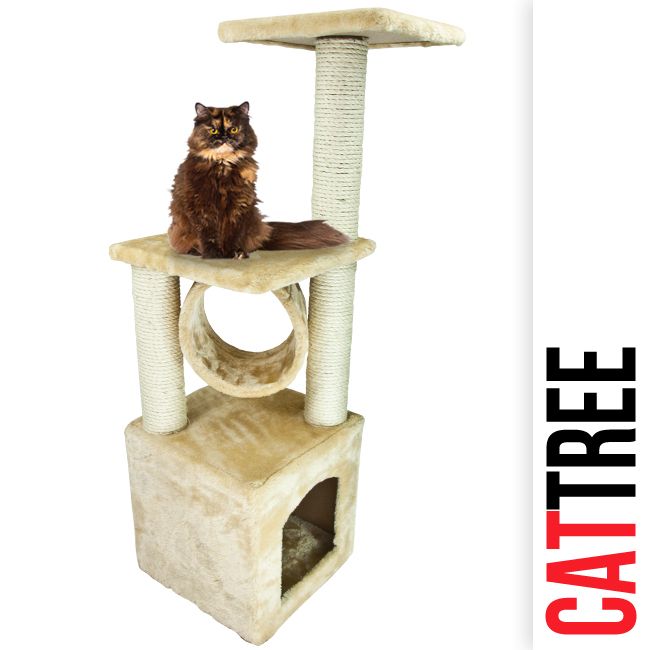 New Cat Tree 36 Level Condo Furniture Scratching Post Pet House Beige 