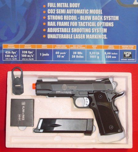 co2 SMITH & WESSON 1911 PD S&W Full Metal KJW 1911a1 Blow Back 3 Dot 