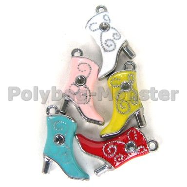 Lot 20 Assorted BOOT Enamel Charm Bead Pendants 15x21mm  