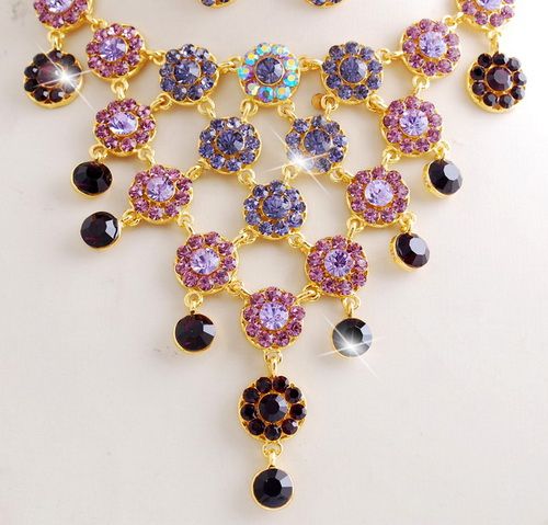 W23964 purple wedding jewelery Necklace Earring 1set  