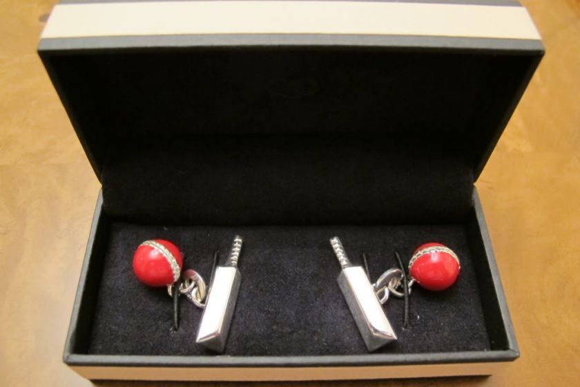 Genuine Links of London Silver Cricket Bat & Ball Cufflinks  