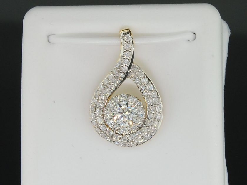   YELLOW GOLD SOLITAIRE TEAR DROP 1C DIAMOND PENDANT CHARM FOR NECKLACE