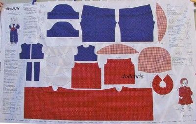 FABRIC PANEL 2 outfits sew for 18 American Girl Dolls Country Girl 