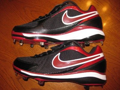   Zoom Coop V 5 Metal Baseball Cleats Spikes 9.5 Black / Dark Red Elite