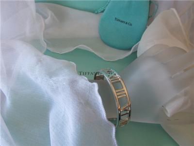 Tiffany & Co Atlas Cuff Roman Numeral Sterling Silver Bracelet  