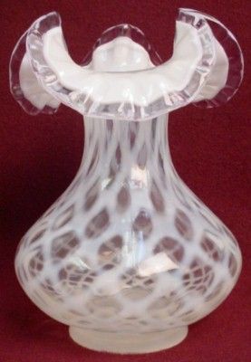 FENTON crystal APPLE BLOSSOM CREST Diamond Optic VASE 7 reintroduced 