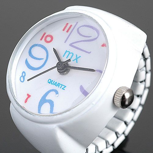   Cartoon White Black Ladies Women Girls Finger Ring Watch  