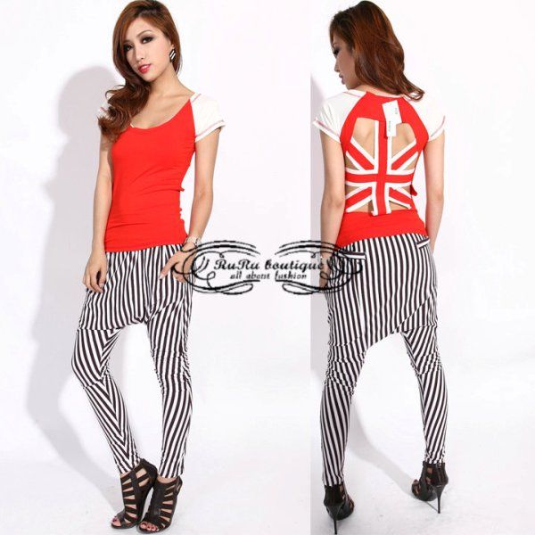 Gothic Punk Cutout Back UK Flag T shirt/Top Ribbed  