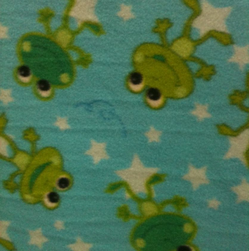 Soft fleece fabric by the yard Cute green/ yellow frog  