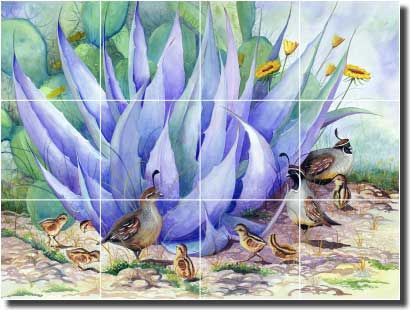 New Libby Southwest Quail Ceramic Tile Mural Backsplash  