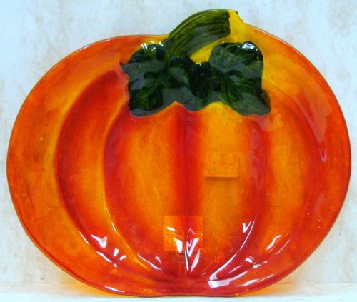 FUSION GLASS Turkey PLATTER Plate THANKSGIVING 1706740  