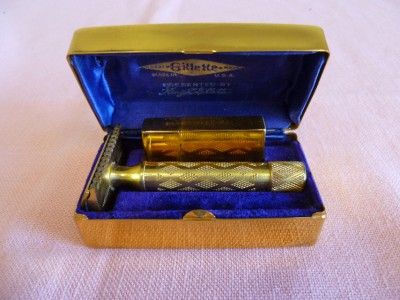   Vintage Gillette Brass Razor w/Case Presented by King Gillette  