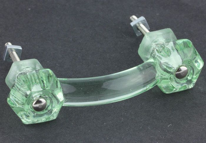 Lot 6 Coke Bottle Vintage Green Glass Handle Pulls  