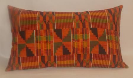 THROW PILLOW AFRICAN PRINT yellow green black 20 x 12  