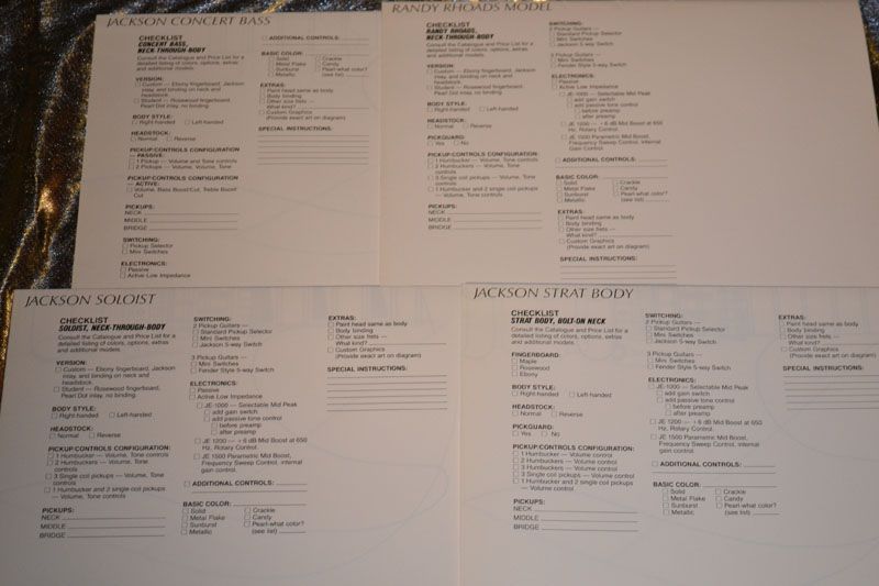 Vintage 1987 Jackson Guitar Catalog W/ ALL 4 CHECKLISTS Soloist Randy 