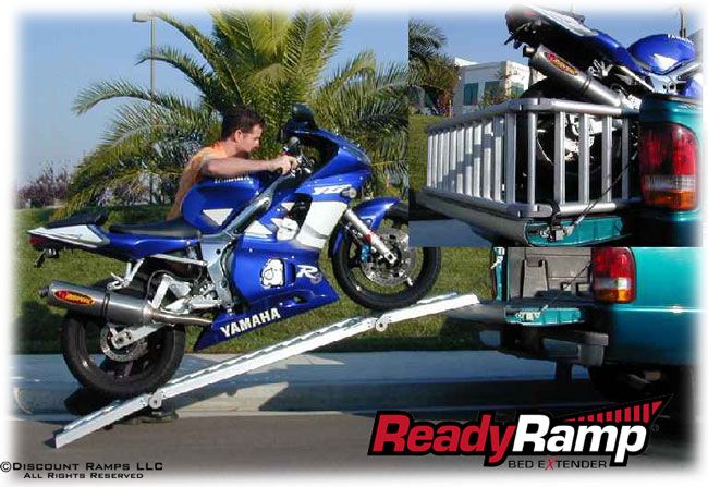 COMPACT MOTORCYCLE READY RAMP TRUCK BED EXTENDER RAMPS  