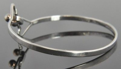   Sterling Silver 14K Gold Double Heart Eye Hook Bangle Bracelet  