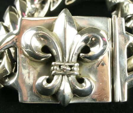 King Baby Studios XL Fleur De Lis Clasp Link Bracelet  