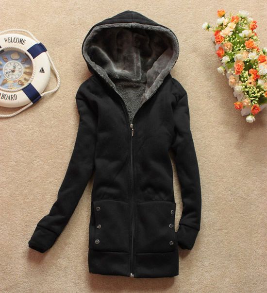   Lady Hooded Zipped Cotton Hoodie Coat Jacket Sweats Outerwear New