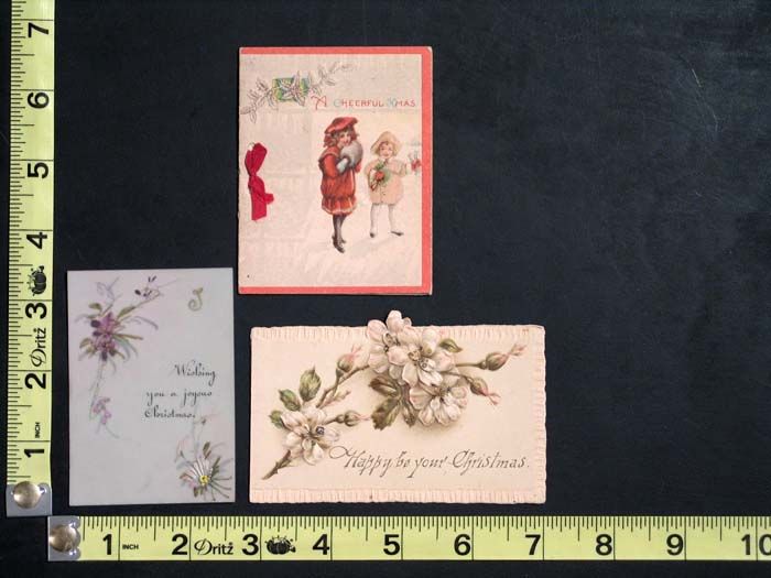 Lot of 3 Nice Vintage Christmas Cards   Very Small  