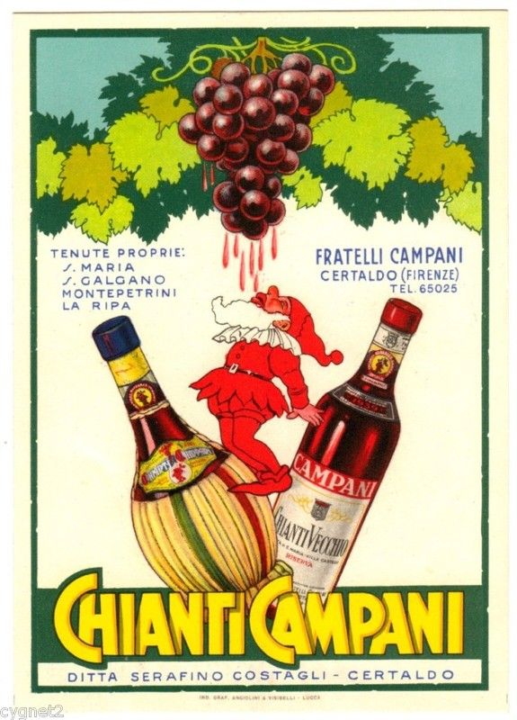 POSTCARD ITALIAN WINE ADVERTISING CHIANTI CAMPANI  