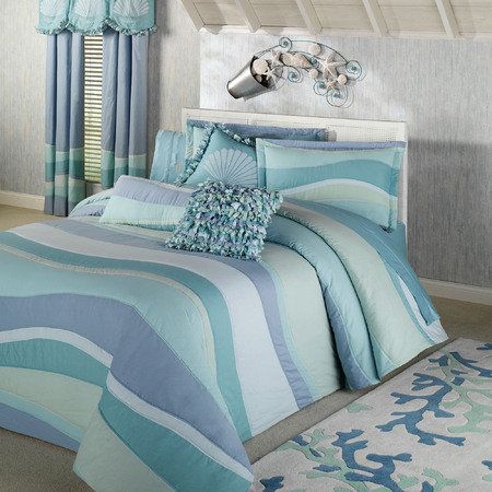   BEACHHOUSE SEASIDE BLUE TIDE SEA SHELL OVERSIZED BEDSPREAD THROW(NEW