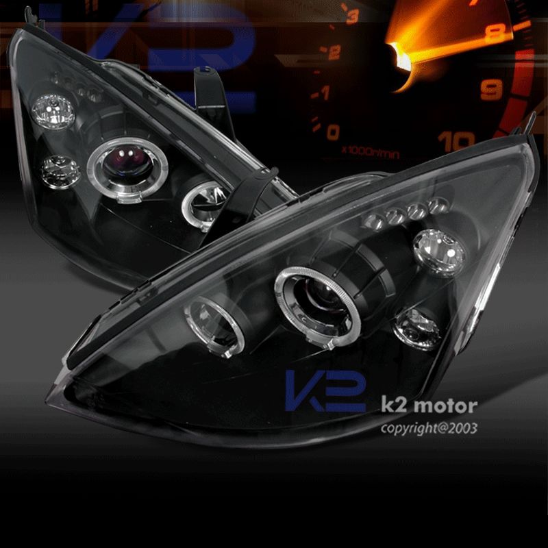 2000 2004 FORD FOCUS LED PROJECTOR HEADLIGHTS BLK PAIR  