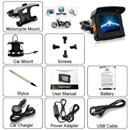 Peaklife Motorcycle bike car GPS 3.5 Inch weather proof, fast cpu 