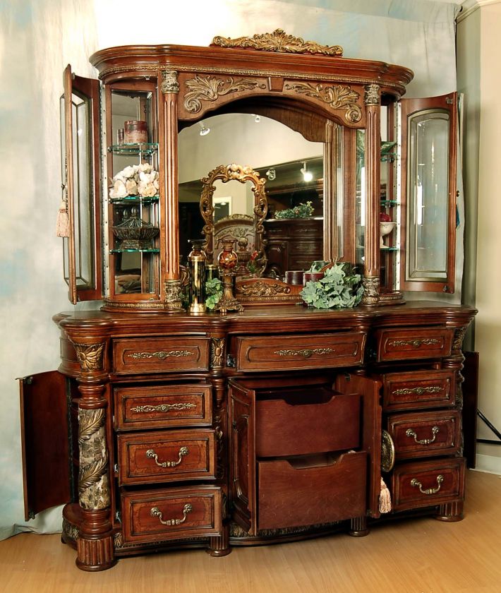 Classic Romantic Old World Spanish Chestnut Bedroom Set  