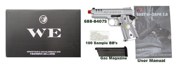 WE Baby Hi Capa 3.8 Version 3 Full Metal Gas/CO2 Blowback Pistol