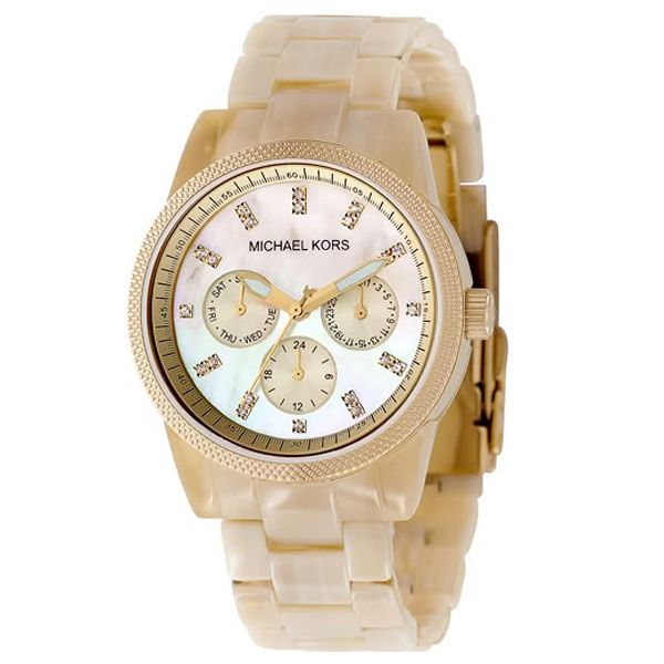 Michael Kors Chronograph Horn Watch w/ Mother of Pearl  