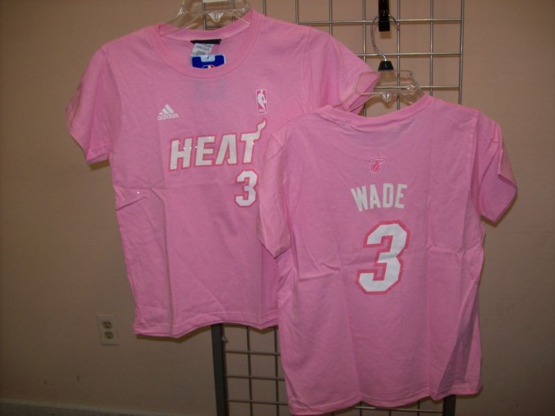 Miami Heat Adidas Pink Dwyane Wade T Shirt sz Youth XL  