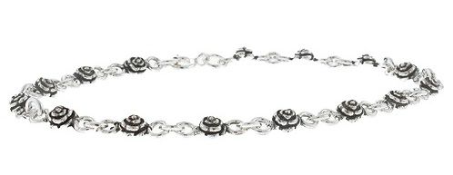 Rose Flower Sterling Silver Floral Bracelet  