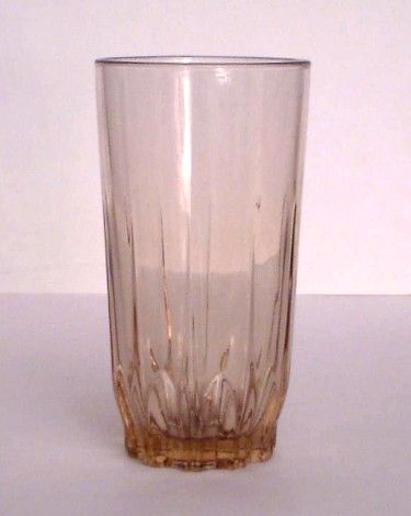 Tumblers Tall Depression Pink Glass Pressed Sides  