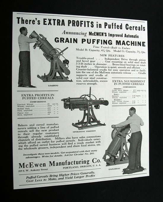 McEwen Automatic Grain Puffing Machine Puffed Cereal ad  