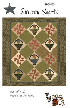 SUMMER NIGHTS Quilt PATTERN by Jan Patek folk basket  