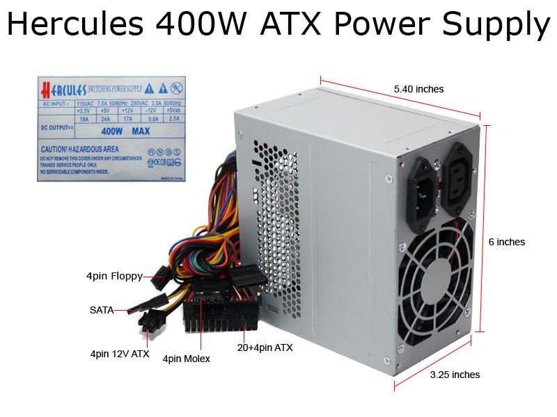   400W Silent ATX Power Supply w/20 24pin SATA (Serial ATA) *NEW  