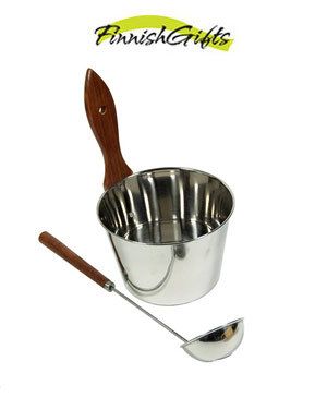 New Stainless Steel Sauna Bucket & Dipper Ladle  