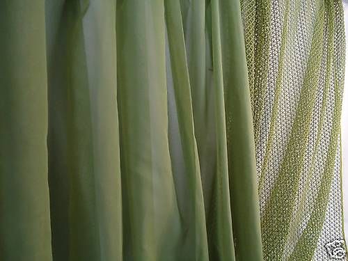 4924  CURTAINS FABRIC DURALEE SHEER DOUBLE WIDTH OLIVE  